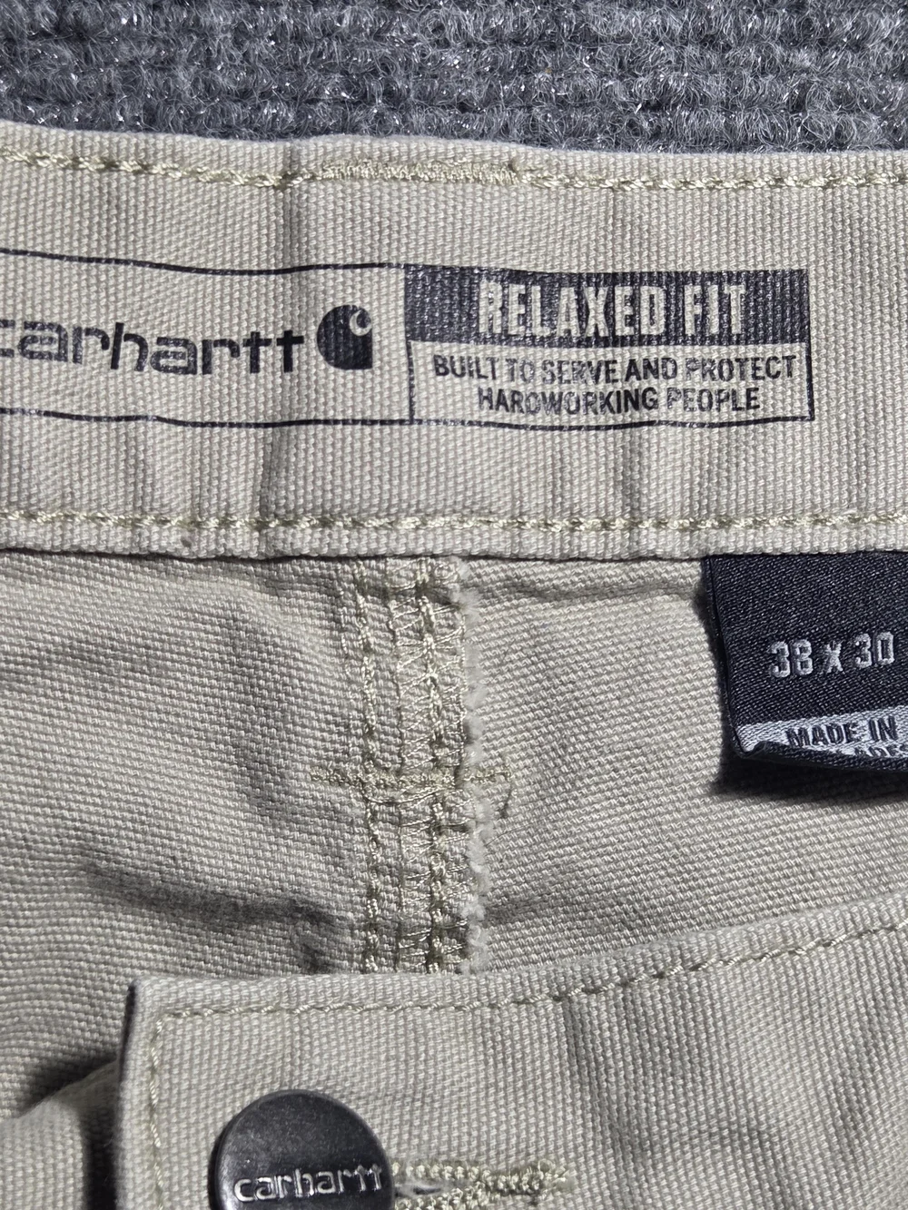 Carhartt Men's Relaxed Fit Canvas Utility Work Pants Beige Khaki 38x30